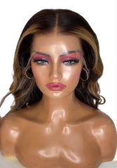 Lux European Human Hair Ombre Wig |Glueless Wig | 22" Balayage coloured 100% Human hair