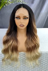Lux heat-resistant premium quality Synthetic Ombre 22" Wig |Middle part lace front wig
