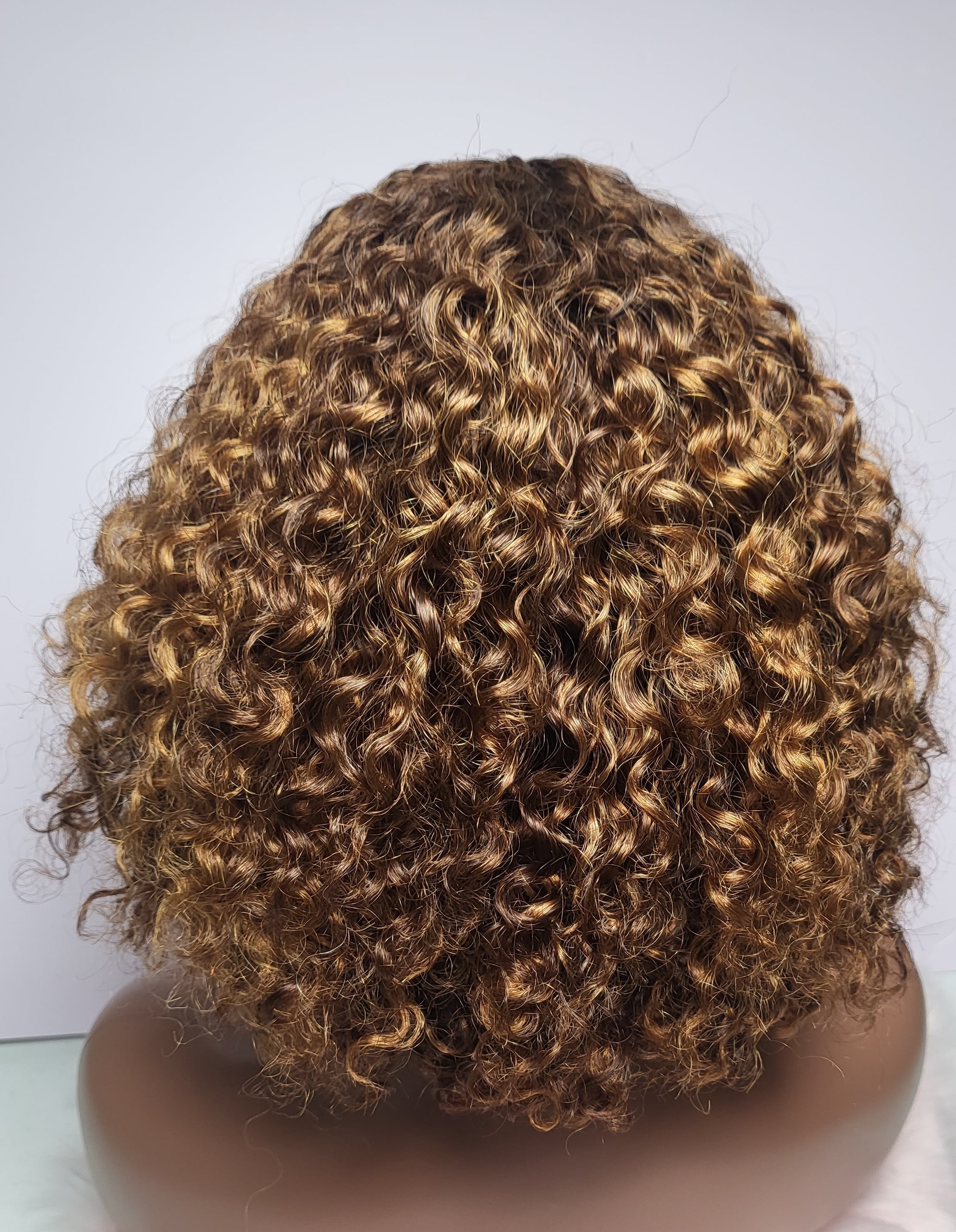 Luxurious highlight 10" bob curly pure human hair wig